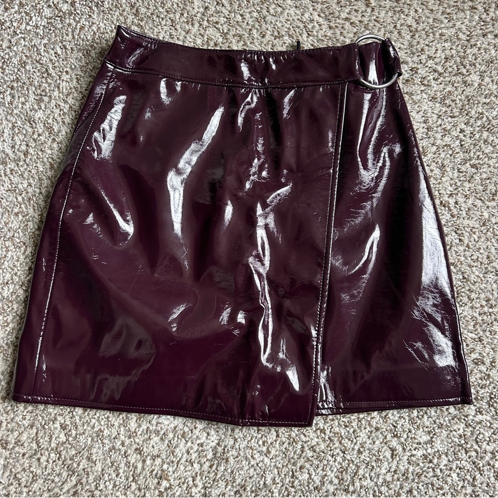 NWT Bershka Purple Plum Faux Leather Mini Skirt Holiday Party Formal XS 💖